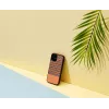 Dėklas iPhone 12 mini iš medžio ir polikarbonato, rudas languotas su juodu apvadu