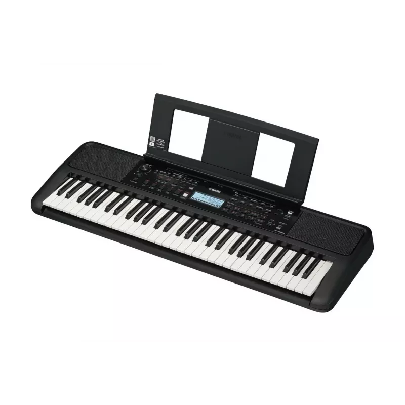 Klavišinis YAMAHA PSR-E383 — 61 klavišų nešiojama MIDI klaviatūra, LCD ekranas, USB, įmontuoti garsiakalbiai, maitinimas iš baterijų (6), juoda