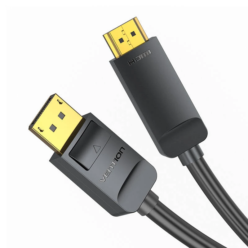 Vientisas DisplayPort į HDMI kabelis Vention HAGBH, 2 m, juodas, 7 mm skersmens