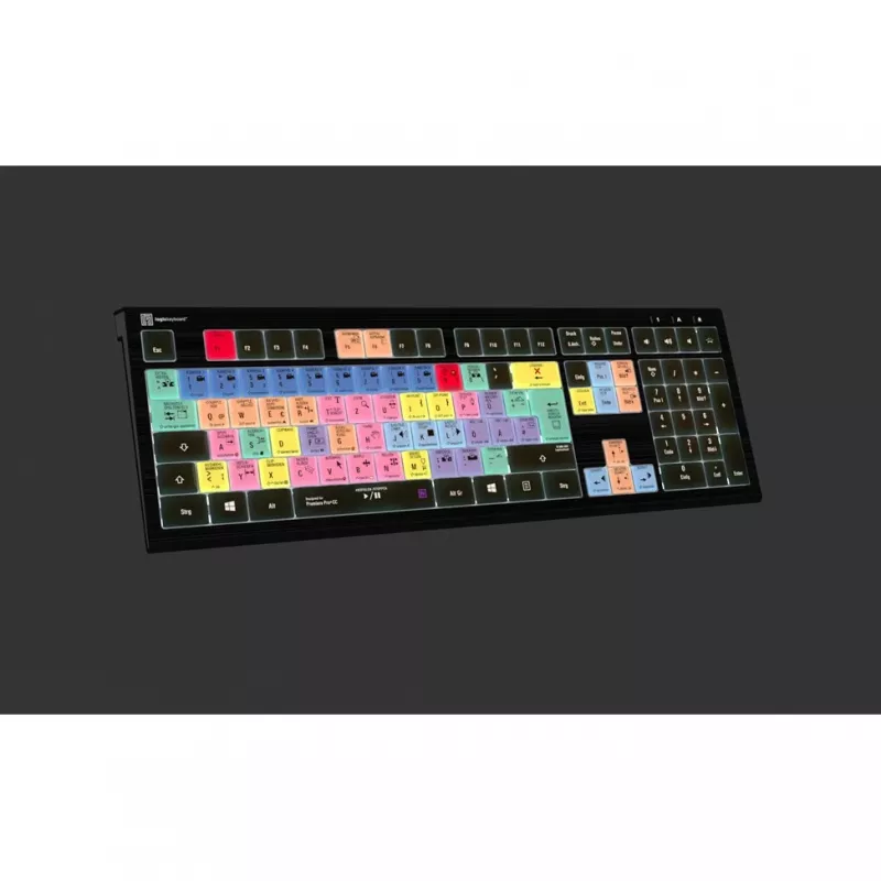 Logickeyboard ASTRA 2 apšviesta klaviatura Adobe Premiere Pro CC vokiškam QWERTZ išdėstymui (LKB-PPROCC-A2PC-DE)