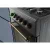 Dujinė/elektrinė viryklė MPM MPM-56-KRM-13, 4 kaitvietės, elektrinė orkaitė 58 L, mechaniniai rankenėlės, juoda