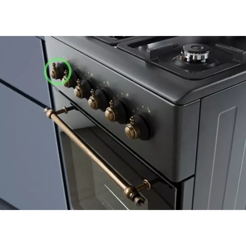 Dujinė/elektrinė viryklė MPM MPM-56-KRM-13, 4 kaitvietės, elektrinė orkaitė 58 L, mechaniniai rankenėlės, juoda