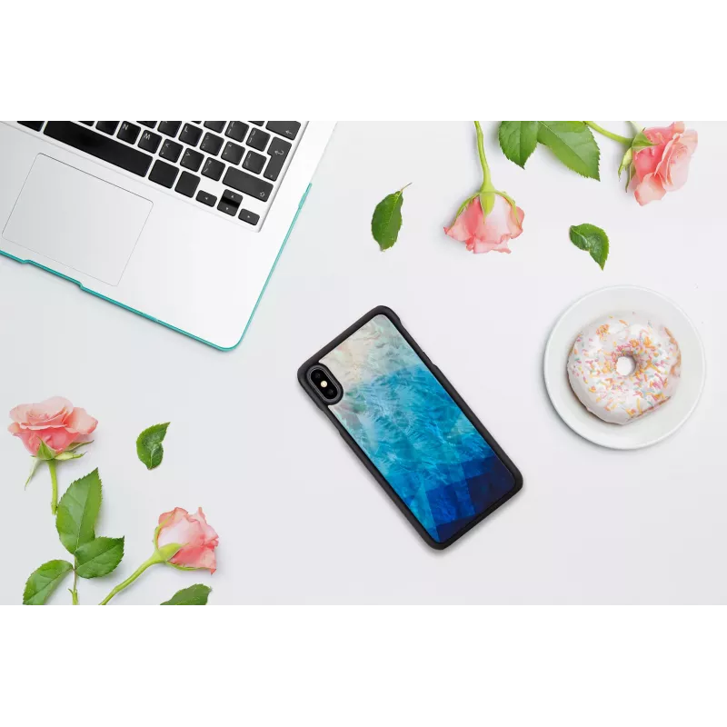 iKins dėklas iPhone XS Max — mėlyno ežero raštas juodu apdaila