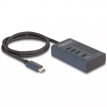 DeLOCK 64189 USB 3.2 tipo C šakotuvas, 4× USB-C, 10 Gbit/s, mėlynas metalinis