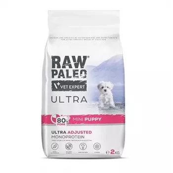 VETEXPERT RAW PALEO Ultra Mini Puppy su kiauliena, sausas šunų ėdalas, 2 kg