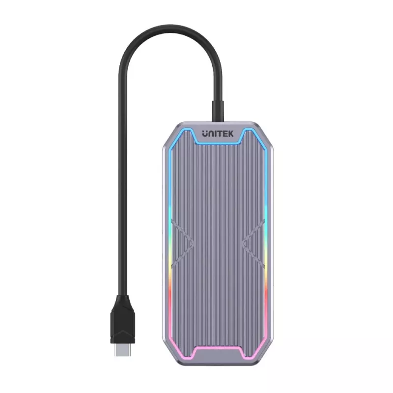 Unitek uHUB S7+ D1029A USB-C šakotuvas, USB 3.2 Gen 2 10 Gbps, HDMI 2.0, Gigabit RJ45, 3,5 mm garso lizdas, 100 W, pilkas