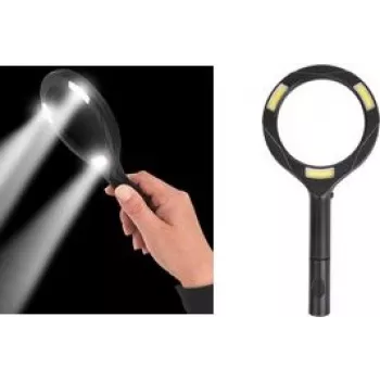Didinamasis stiklas IWH 770665 su COB LED šviesa, juodas plastikinis korpusas