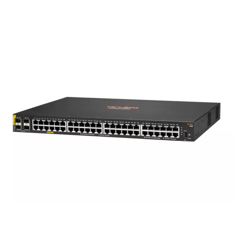 HPE Aruba Networking CX 6100 48G Class4 PoE 4SFP+ 740W jungiklis - L3 valdomas - 48 x 10/100/1000 (PoE+) + 4 x 1G/10G SFP+ (aukštinimo prievadai)
