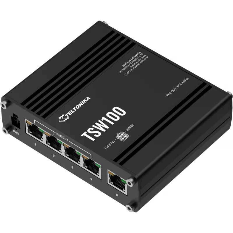 Teltonika TSW100 Pramoninis nevaldomas PoE jungiklis