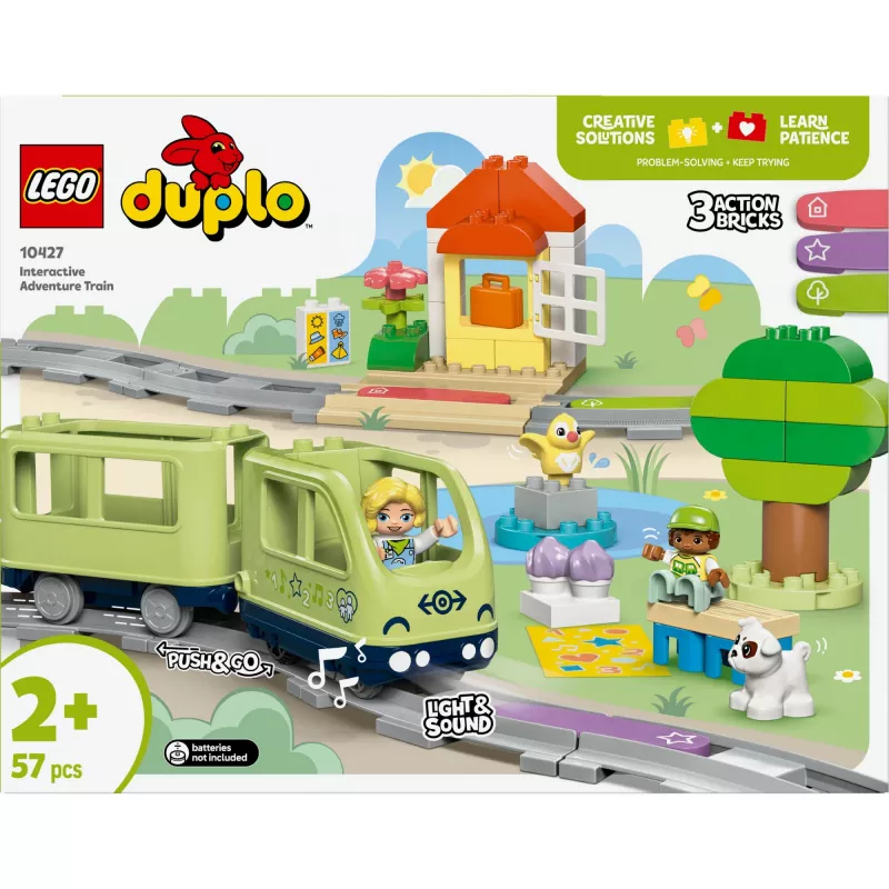 Traukinuko rinkinys LEGO DUPLO Interaktyvus nuotykių geležinkelis 10427, 57 dalių, 2 minifigūrėlės, nuo 2 metų