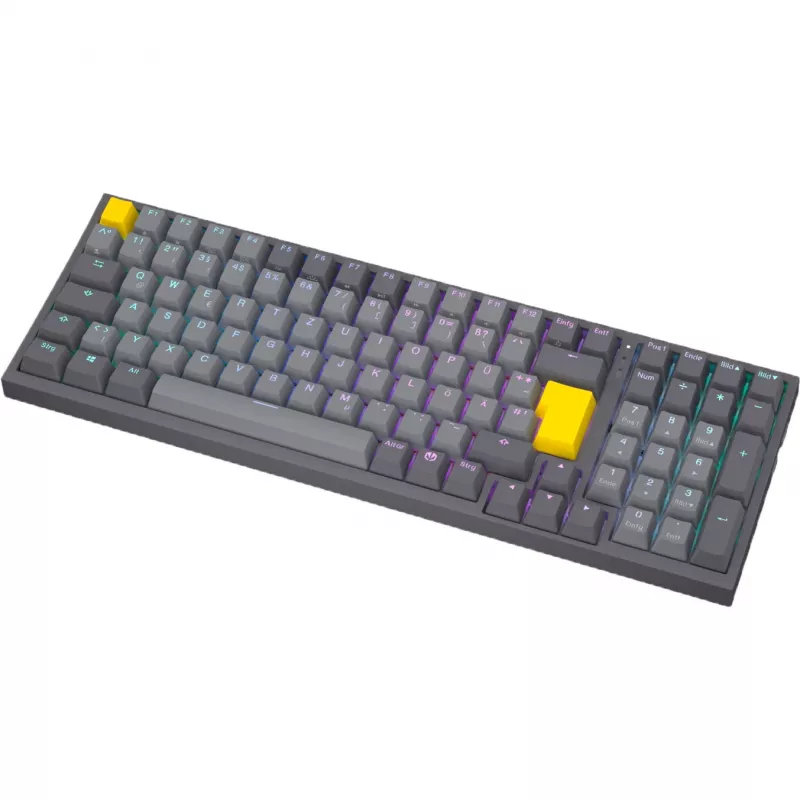 Celeris 1800, žaidimų klaviatūra pilka, DE išdėstymas, ENDORFY Yellow by Gateron