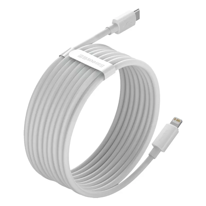 Baseus Simple Wisdom duomenų kabelių rinkinys USB-C į Lightning PD 20W (2 vnt./kompl.) 1,5 m Baltas