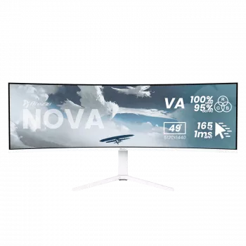 Išlenktas monitorius Arozzi Nova 49 colių (124,5 cm) Dual QHD 5120×1440 LED VA, 32:9, 4 ms, USB šakotuvas, garsiakalbiai, baltas