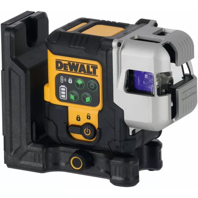 Belaidis kelių linijų lazerinis nivelyras DeWalt DCLE14301GB 3×180° kryžminės linijos, 18V, žalios linijos, integruota Powerstack Li‑Ion baterija