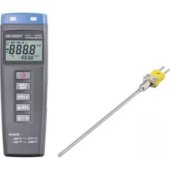 VOLTCRAFT K102 + TP 200 temperatūros matavimo prietaisas -200 iki +1370 °C, K tipo zondas