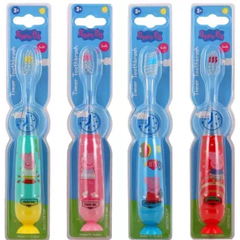 Dantų šepetėlių rinkinys su mirksinčia lempute Peppa Pig, 4 vnt., įvairių spalvų