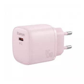 Kroviklis Baseus PicoGo GaN 45W EU Rožinis – USB-C PD 45W kompaktiškas stalinis kroviklis