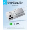 Power bank Anker A1638 10000 mAh, 45 W bendra galia, baltas, su įtaisyta ištraukiama USB-C laido