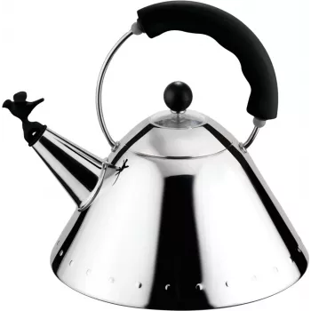 Alessi 9093 B virdulys su rankena, nerūdijantis plienas, paukščio formos švilpukas iš juodo PA