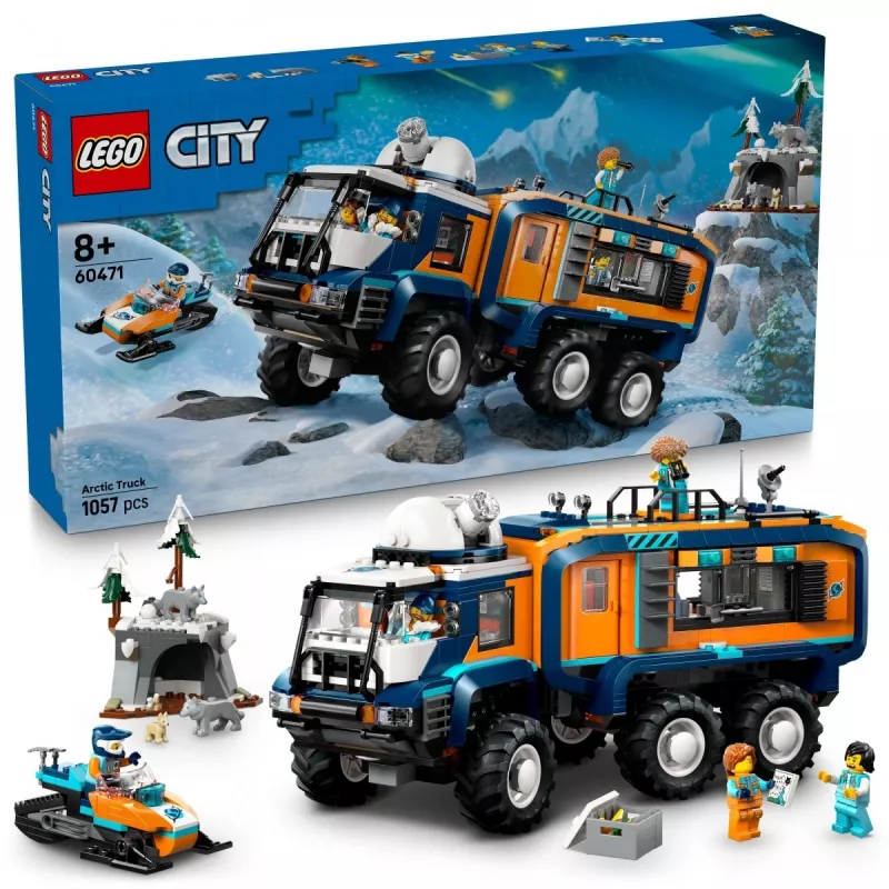 LEGO City Arktinis tyrinėtojų sunkvežimis 60471 – 1064 dalių rinkinys su 4 minifigūrėlėmis ir mobiliąja laboratorija, nuo 8 metų