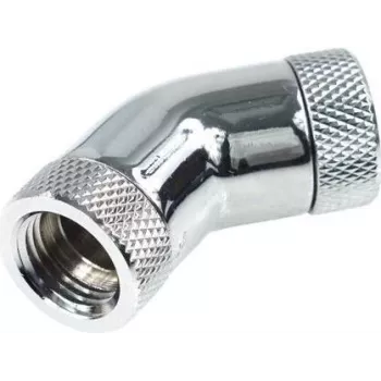 Alphacool HF 45° kampinis adapteris - G1/4 pasukamas - 2 vidiniai sriegiai - chromuotas (17053)