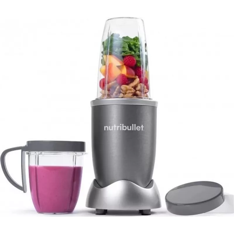 Taurinis blenderis NUTRIBULLET NB606B 600 W, Tritan ąsotis 0,7 L, 6 peiliukai, 1 greitis, 500 ml puodelis, pilka