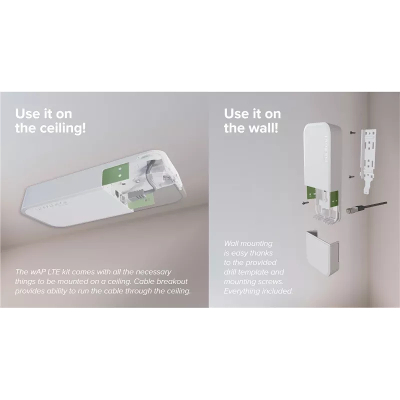 Belaidis prieigos taškas MikroTik wAP LTE kit 2024 — 2,4 GHz, 300 Mbps, IP54, PoE, SIM lizdas