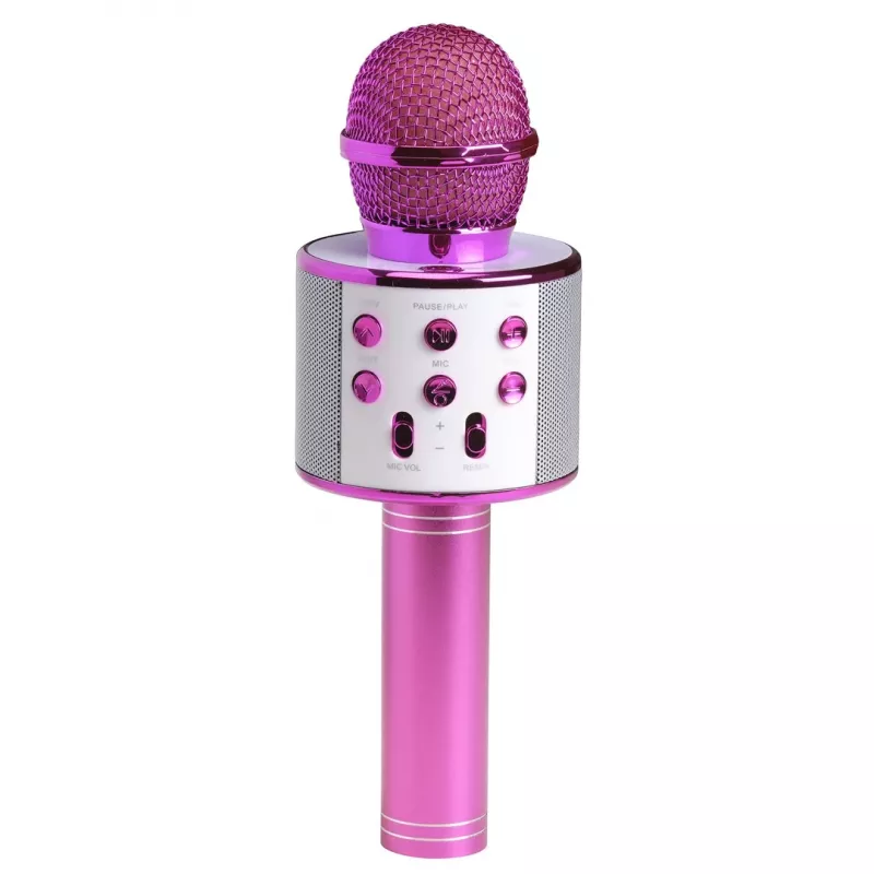 Karaoke mikrofonas Denver KMS-20P rožinis laidinis belaidis Bluetooth 3.5mm