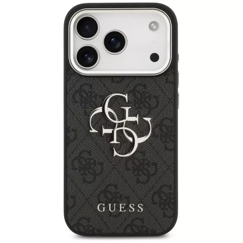 GUESS Hardcase 4G | Užpakalinis dangtelis | iPhone 17 Pro Max | Apple | Ekologinė oda/PC/Plastikas/TPU | Juoda