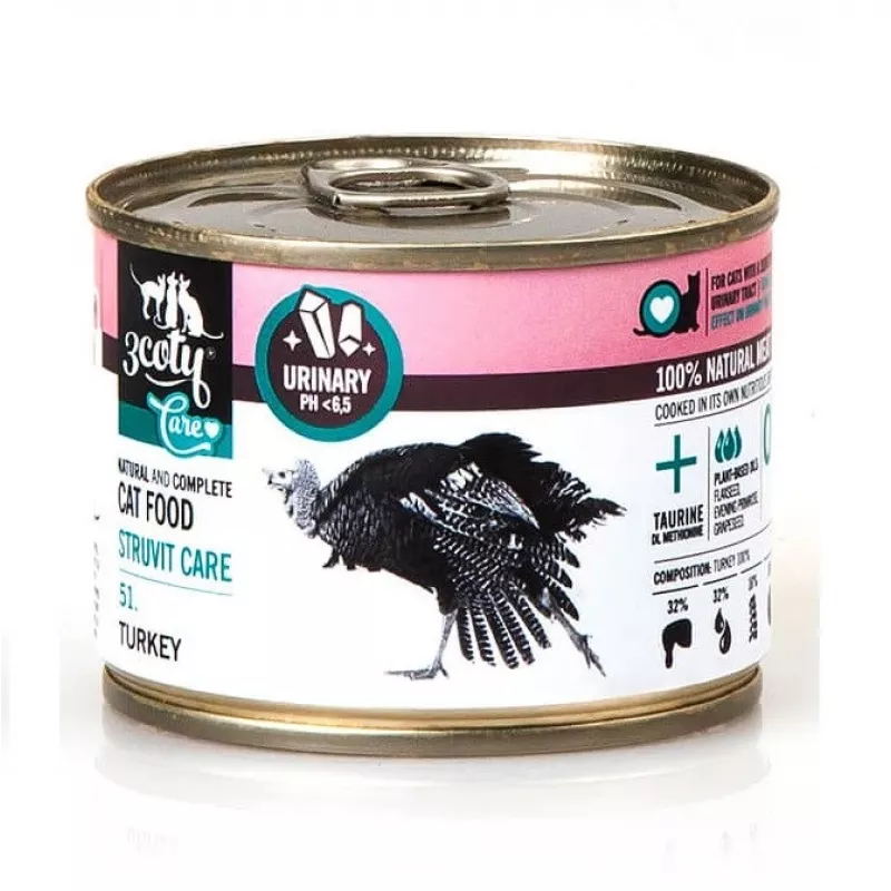 3COTY 51. Turkey Struvite Care – šlapias kačių ėdalas su kalakutiena – 180 g