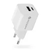 Sieninis įkroviklis everActive SC-330Q su 1x USB-A ir 1x USB-C prievadais, 20W, baltas