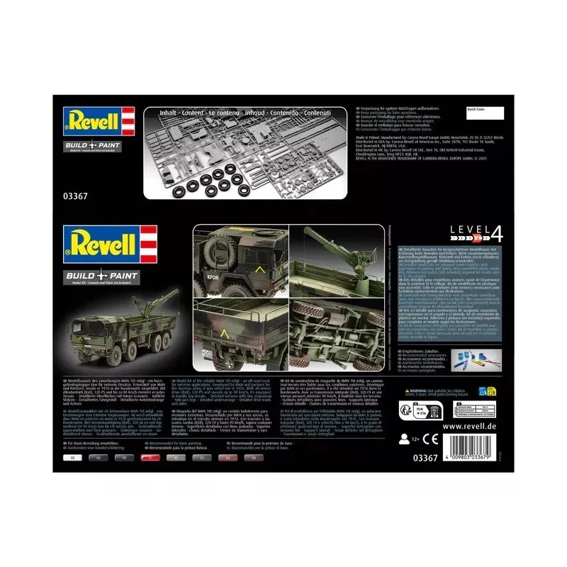 Plastikinis modelis REVELL Man 10T Milgl 8x8 sunkvežimis 1/35 masteliu
