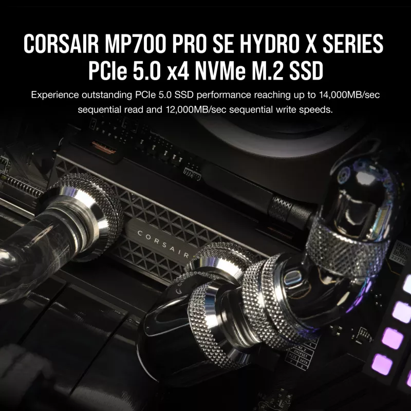 SSD Corsair MP700 PRO SE Hydro X 2 TB M.2 PCIe 5.0 14000 MB/s skaitymas 12000 MB/s rašymas