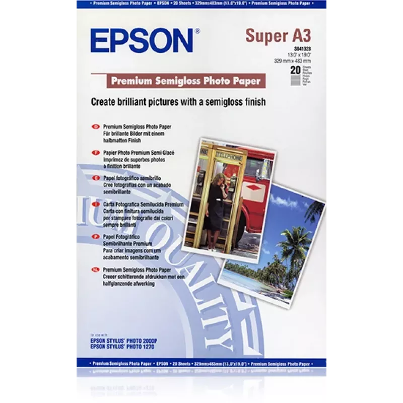 Epson Premium Semigloss foto popierius, DIN A3+, 250 g/m², 20 lapų
