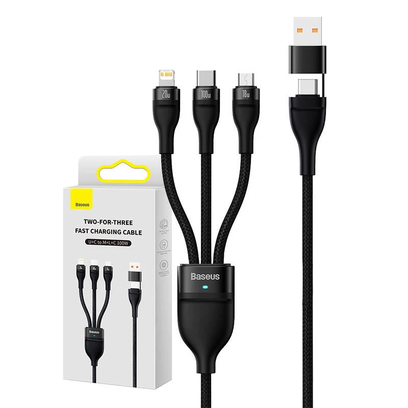 USB laidas Baseus CASS030101 1,2 m USB A/USB C USB C/Micro-USB B/Lightning juodas
