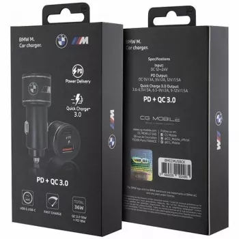 Automobilinis greitasis įkroviklis 20W PD-QC 3.0 juodas
