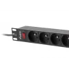 Maitinimo skirstytuvas LANBERG PDU-09E-0300-BK — 9x E tipo lizdai, 16 A, 220–250 V, 3 m laidas, 1U stovas, 19 colių