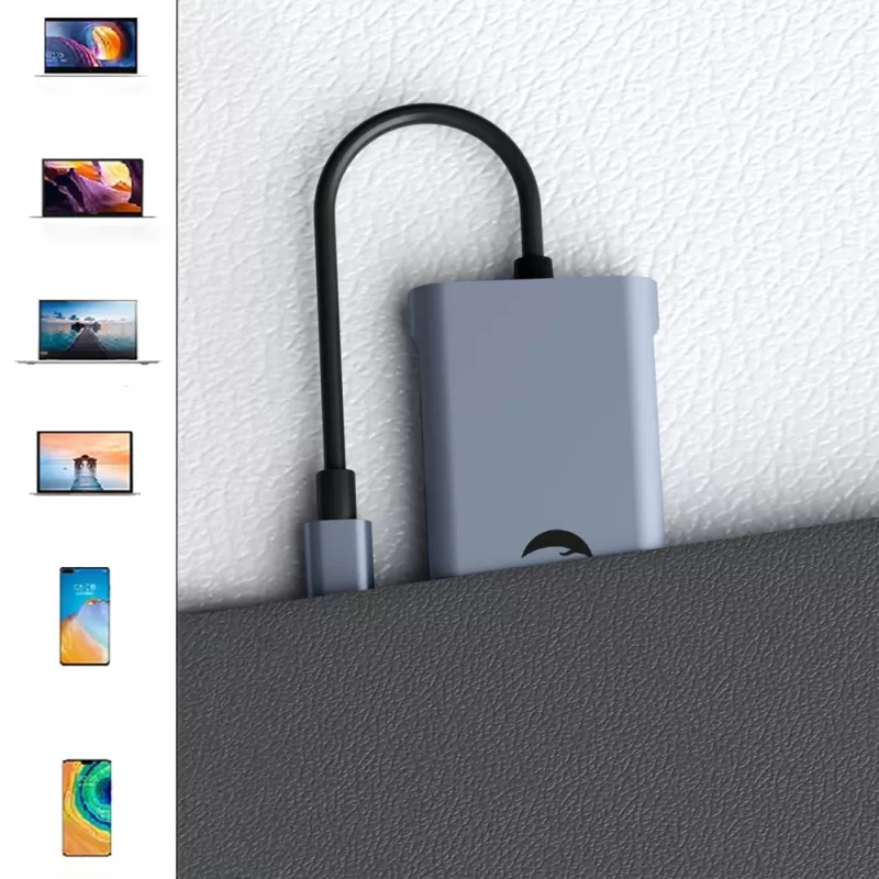 USB-C adapteris Hawk HW-HUB801 8 viename su HDMI ir Ethernet