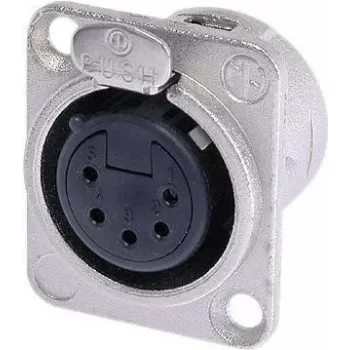 Neutrik NTR-NC5FDL1 (NC5FD-L-1) jungtis, 5 kontaktų, XLR, juoda/sidabrinė, -30–80 °C, IP40