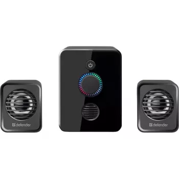 2.1 kompiuterinės garsiakalbių sistemos DEFENDER V12 11W RMS USB, 3,5 mm, žemų dažnių garsiakalbis, juoda, 223×115×130 mm
