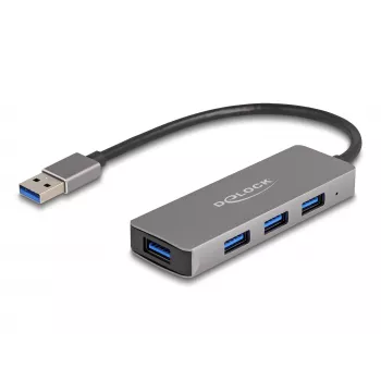 DeLOCK 63171 USB 3.2 Gen 1 4 prievadų USB šakotuvas, pilka spalva, metalinis korpusas