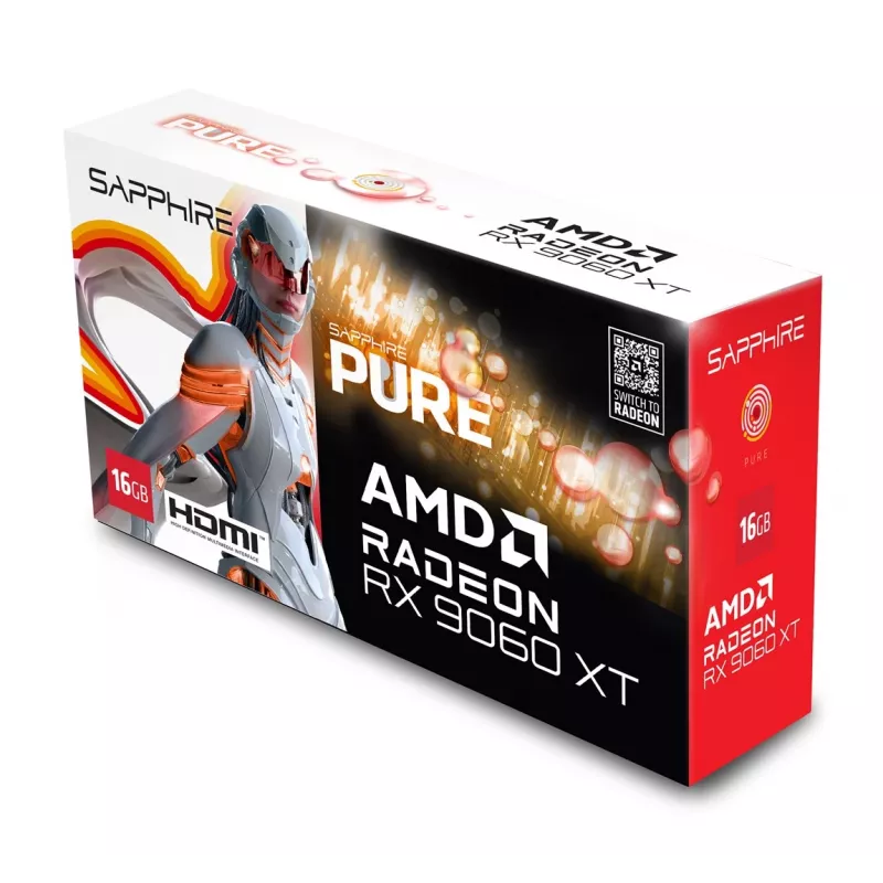 SAPPHIRE PURE Radeon RX 9060 XT Gaming OC 16 GB vaizdo plokštė