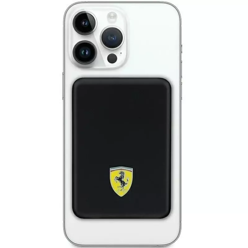 Ferrari Powerbank FEPB5MNCAK 15W 5000mAh Juoda/juoda Metalinis Logotipas MagSafe