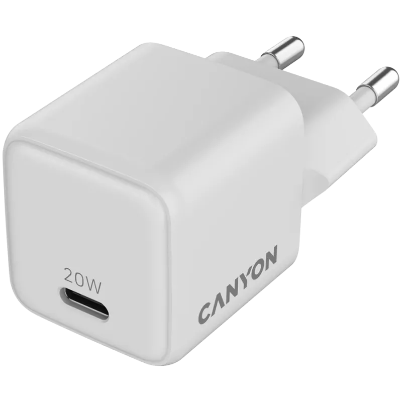 CANYON CU20C GaN 20W 1xPD EU baltas įkroviklis