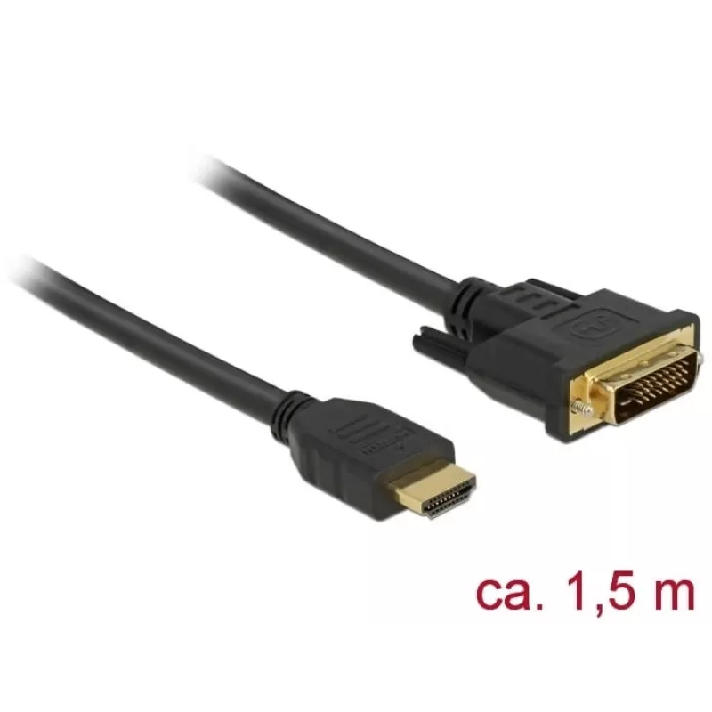 Vaizdo kabelio adapteris DeLOCK 85653 1,5m HDMI Type A DVI juodas