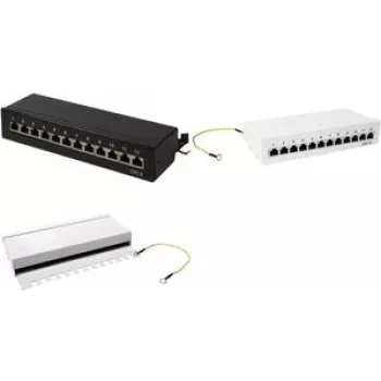 LogiLink sieninis patch pultas - RJ-45 x 12 - šviesiai pilka, RAL 7035