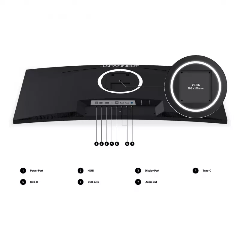 JAPANNEXT JN-IPS340UWQHD60C-C65W-HS 86,4 cm lenktas UWQHD monitorius