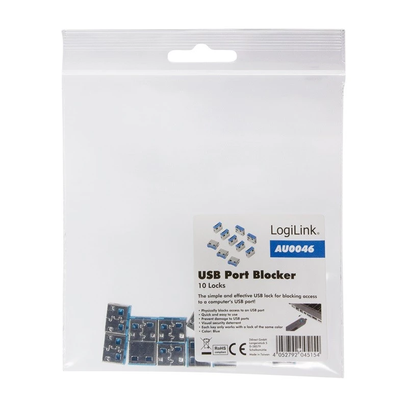 USB prievado užraktas LogiLink AU0046 mėlynas