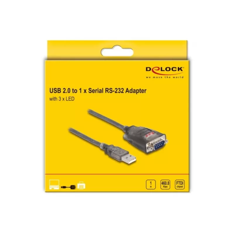 DeLOCK 61400 lyties keitiklis USB A – RS-232 juodas