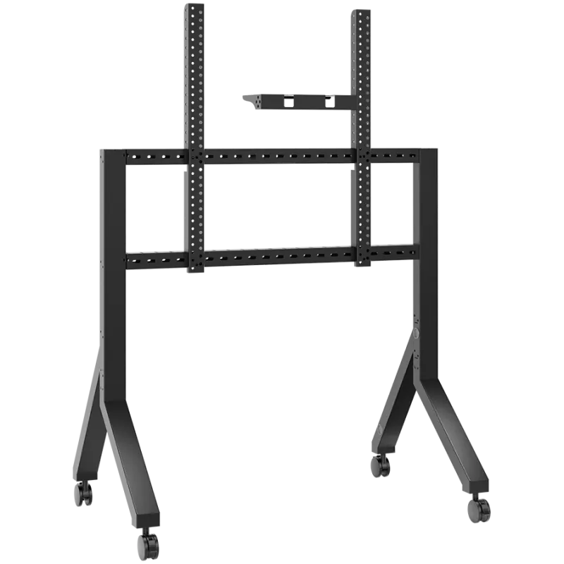Mobilus televizoriaus stovas ONKRON TS2081-B 70–110 colių, juodas, plieninis, ant ratukų, 125 kg, VESA 200x200–1000x800